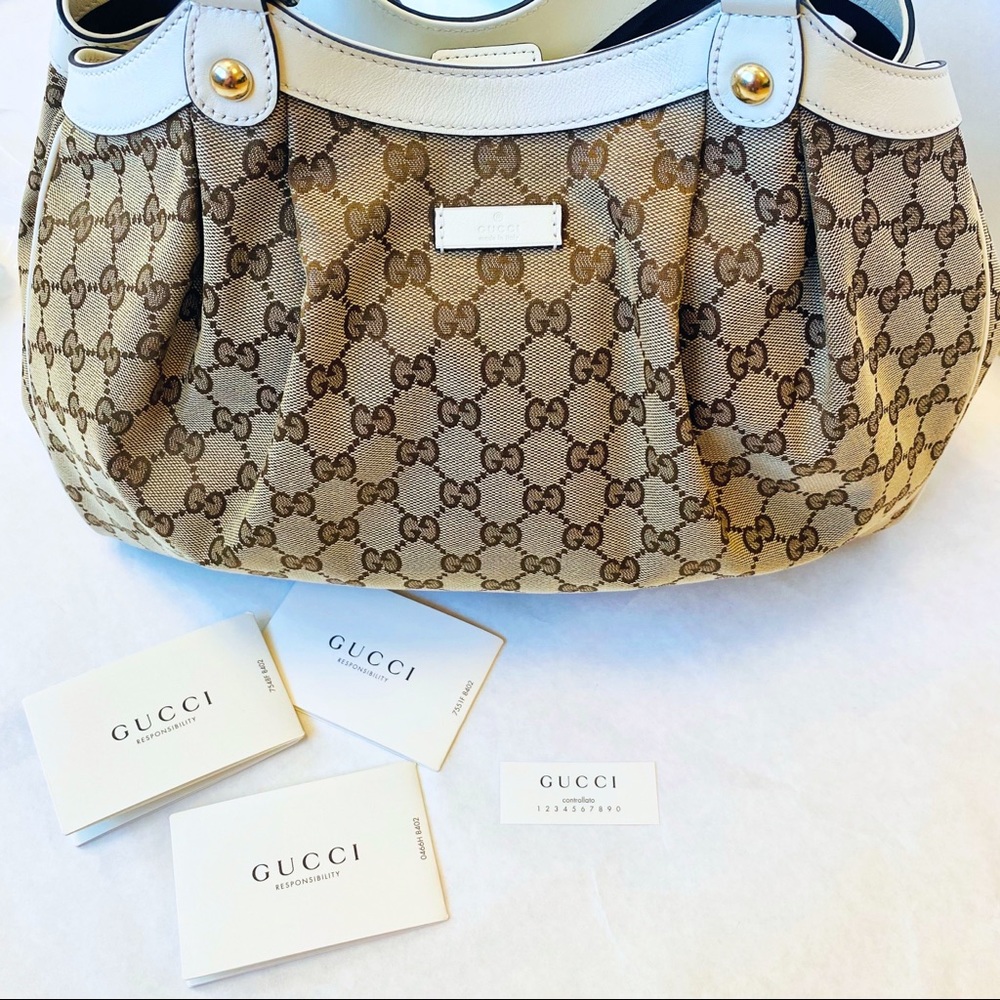 Gucci Handbag Supreme Gg Canvas Ebony White Tote - Picture 13 of 15